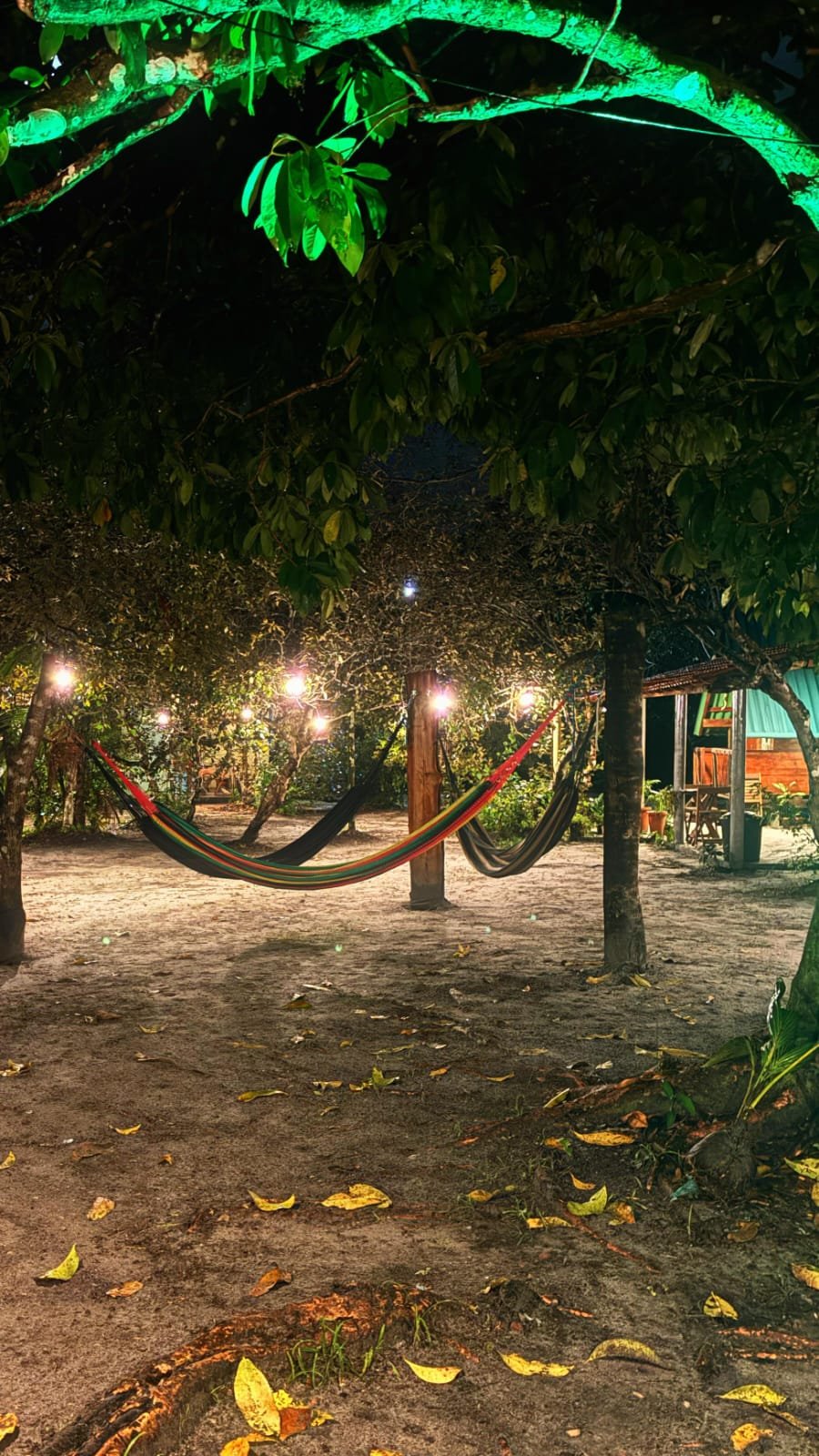 Redário da Casa Raízes à noite